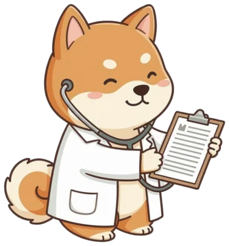 カルテを見せる柴犬ドクター